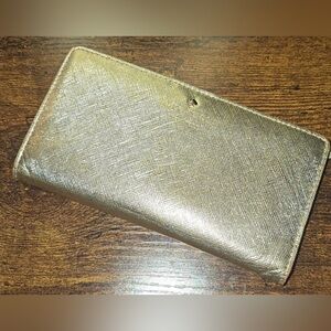 KATE SPADE Gold MetallicBifold Wallet